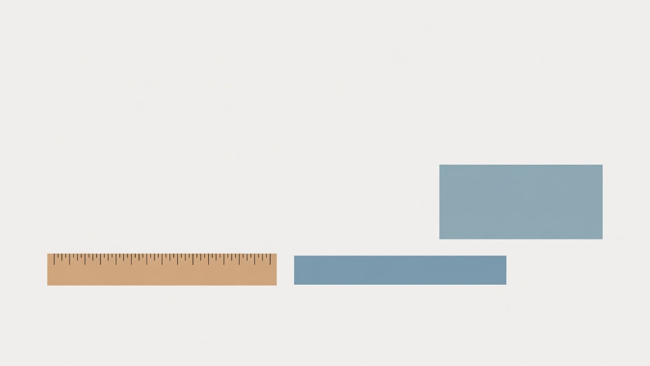A ruler beside two blue rectangles